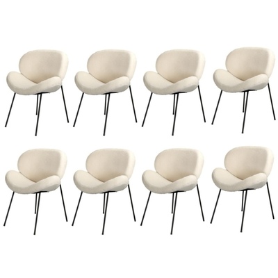 8PCS Armchair Dining Chair Accent Chairs Tub Armchairs Sherpa White