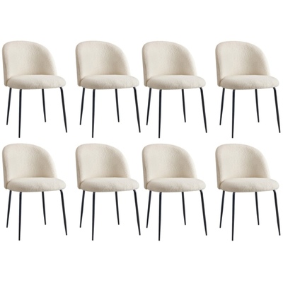 8x Dining Chairs Accent Chair Armchair Kitchen Upholstered Sherpa White