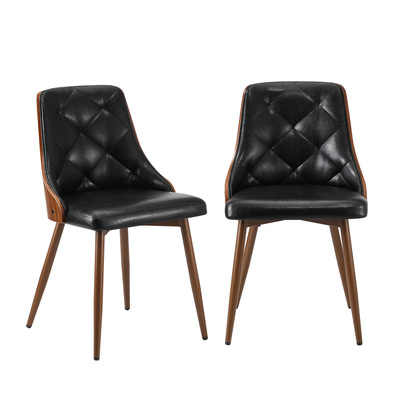 Dining Chairs Retro PU Leather x2 Black