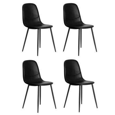 4x Dining Chairs Kitchen Accent Chair Lounge Room PU Leather Black