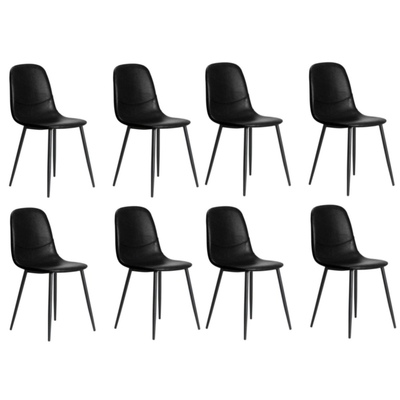 8x Dining Chairs Kitchen Accent Chair Lounge Room PU Leather Black