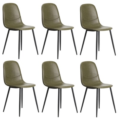 6x Dining Chairs Kitchen Accent Chair Lounge Room PU Leather Green