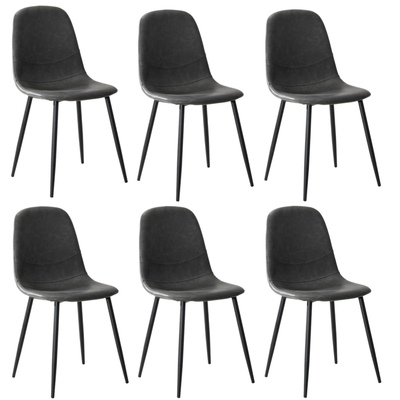 6x Dining Chairs Kitchen Accent Chair Lounge Room PU Leather Grey