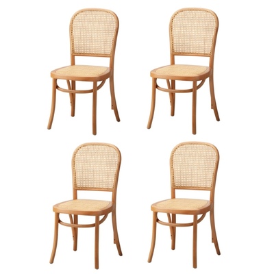 4PCS Dining Chairs Wooden Chairs Rattan Accent Chair Natural