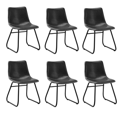 6x Dining Chairs Kitchen Table Chair Lounge Retro Padded Seat PU Grey