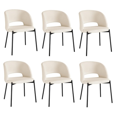 6x Armchair Dining Chair Accent Chairs Tub Armchairs Sherpa White&Black