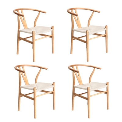 4x Dining Chair Wooden Hans Wegner Chair Wishbone Cafe Lounge Seat