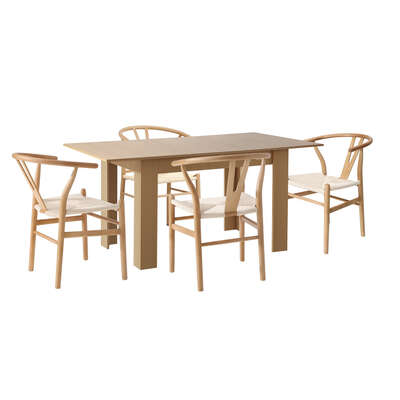 Extendable Dining Table and Chairs Natural