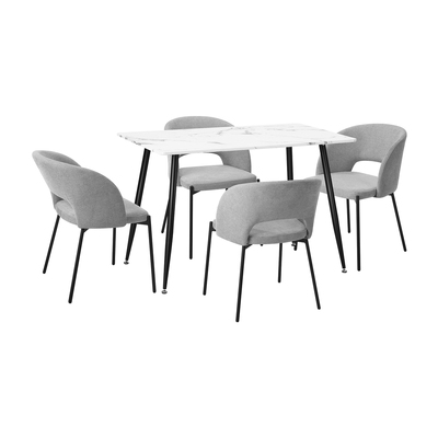 120cm Rectangle Dining Table with 4PCS Chairs Fabric Grey