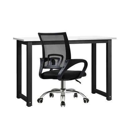 Home Office Desk and Chair Set BK&WH Computer Desk Mesh Office Chair