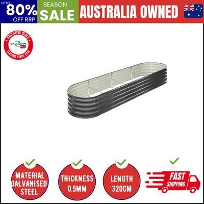 Galvanised Raised Garden Bed Steel Vegetable Planter 320X80X42CM