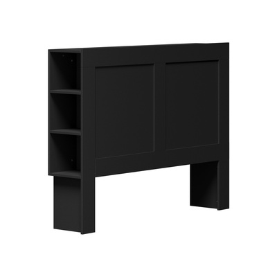 Headboard Bed Head Double Size Bedhead with Storage Shelves Black