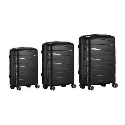 3PCS Luggage Set Travel TSA Lock PP Case Black