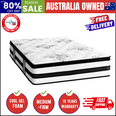 King Mattress Cool Gel Bed Medium Firm Mattress with Pocket Spring 34cm