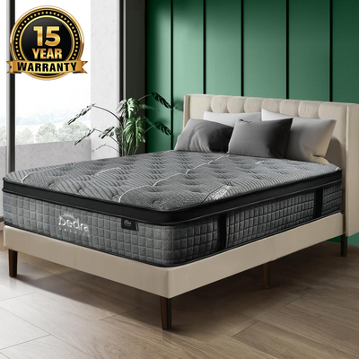 King Mattress Breathable Spring Mattress Euro Top Latex Foam 34cm 7 zone