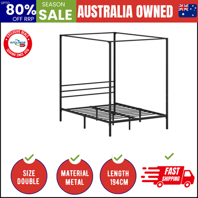 Metal Canopy Bed Frame Double Size Platform