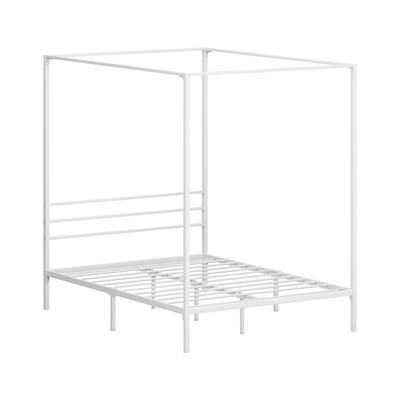 Metal Canopy Bed Frame Double Size White