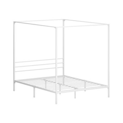 Metal Canopy Bed Frame Queen Size White