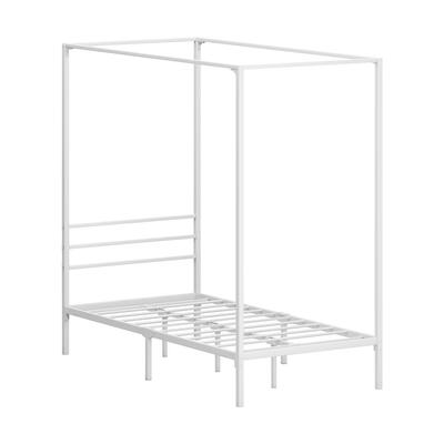 Metal Canopy Bed Frame Single Size White