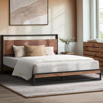 Metal Bed Frame Queen Size Beds Base Platform Wood