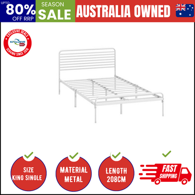 Metal Bed Frame King Single Platform White