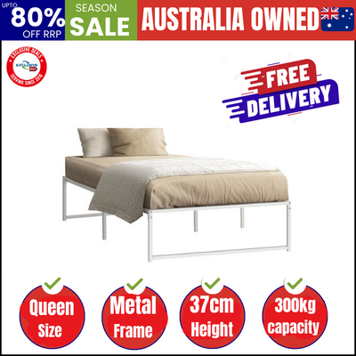 Metal Bed Frame King Single Beds Base Platform White