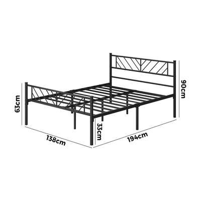 Metal Bed Frame Double Size Bed Base Platform Black SIS