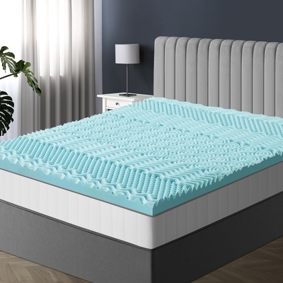 Memory Foam Mattress Topper Cool Gel Bamboo Cover 7-Zone 8CM King