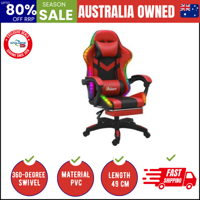 Gaming Chair 7 RGB LED 8 Points Massage Black & Red