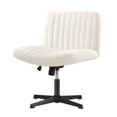 Mid Back Office Chair Wide Seat Sherpa White