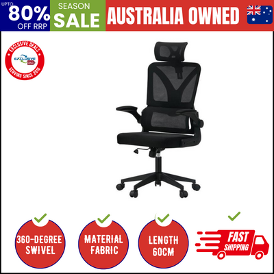 Mesh Office Chair Adjustable Lumbar Support Reclining D-Shape Black