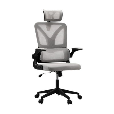 Mesh Office Chair Adjustable Lumbar Support Reclining D-Shape BK&GY