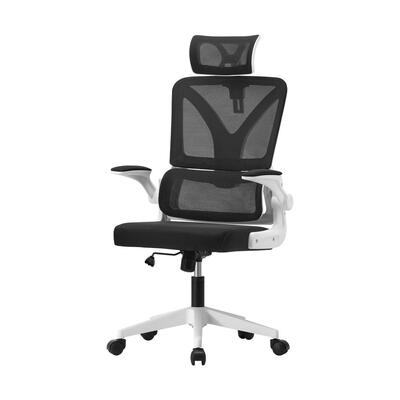 Mesh Office Chair D-Shape Back Support White&Black