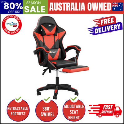 Gaming Chair with Footrest and Massage Pillow Black&Red