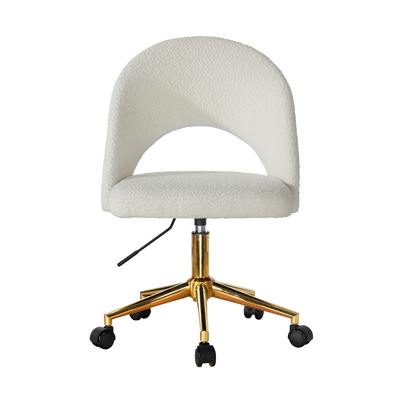 Hollow Armless Home Office Chair Boucle White&Gold