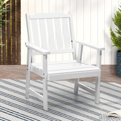 Outdoor Armchair Wooden Patio Furniture Chairs Garden Seat White