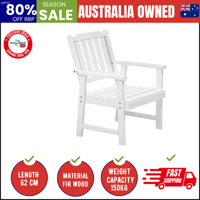 Outdoor Armchair Wooden Patio Furniture Chairs Garden Seat White