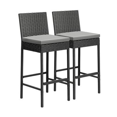 Outdoor Rattan Bar Stools Patio Dinning Chairs Cafe Garden Furniture 2X