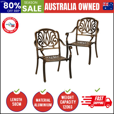 Outdoor Dining Chairs Cast Aluminium Patio Garden Furniture Set of 2