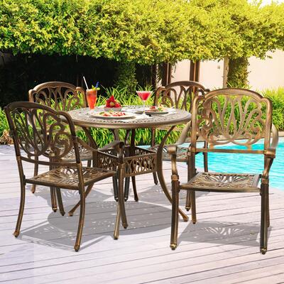 Outdoor Furniture 5 Piece Dining Set Chairs Table Bistro Set Patio Garden