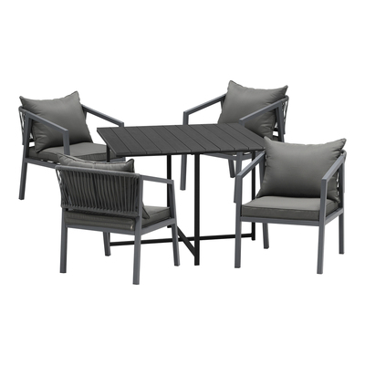 Outdoor Dining Set Patio Furniture Garden Balck Table Setting 4 Seater