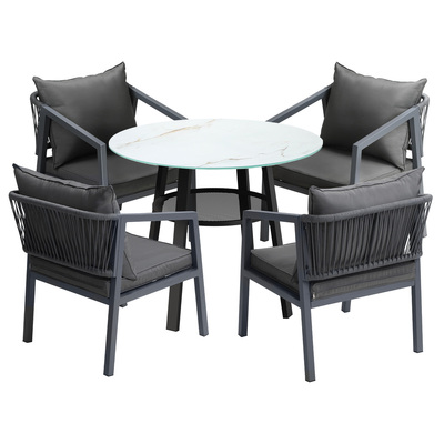 5PCS Outdoor Dining Setting Table Lounge Chair Patio Furniture Bistro Set