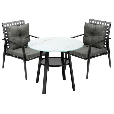 Outdoor Dining Set 2 Seater Patio Furniture Rattan Armchair Glass Table