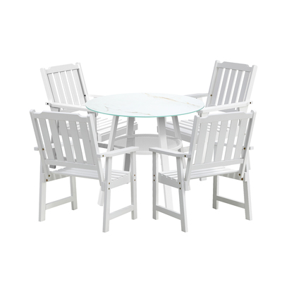 5PCS Outdoor Dining Setting Solid Wood Chair Patio Furniture Set