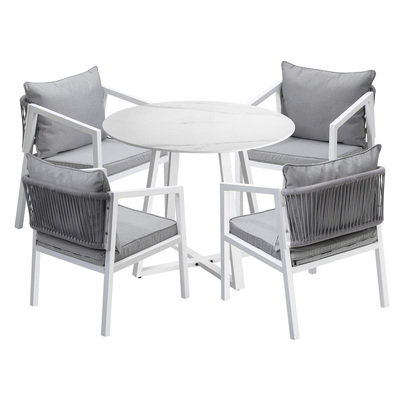 Outdoor Dining Setting Lounge Chair Patio Furniture Bistro Set 5PCS White