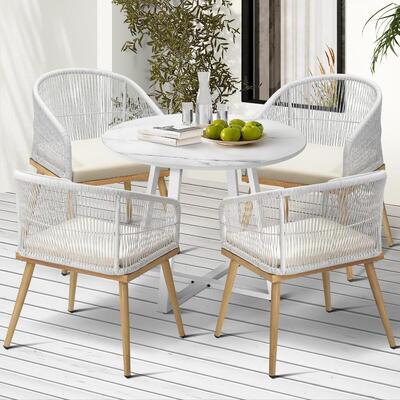 5PCS Outdoor Dining Set Table&Chairs Bistro Set