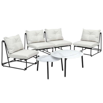 Outdoor Sofa Set Coffee Table and Chairs Beige