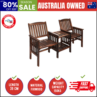 Outdoor Wooden Chair Garden Bench 2 Seat & Table Loveseat Patio Furniture