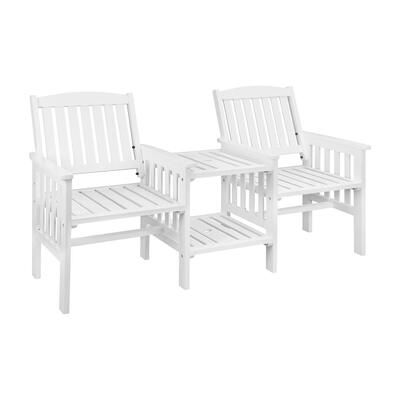 Wooden Garden Bench 2 Seat Chair & Table Outdoor Park Patio Furniture