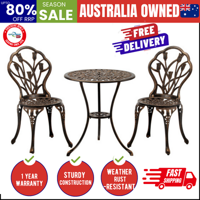 3PCS Bistro Outdoor Setting Chairs Table Patio Dining Set Furniture